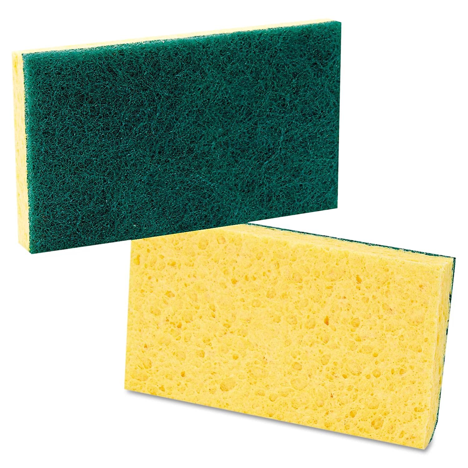 Boardwalk 174 Medium Duty Scrubbing Sponge, 3 3/5 x 6 1/10, Yellow/Green (Case of 20)