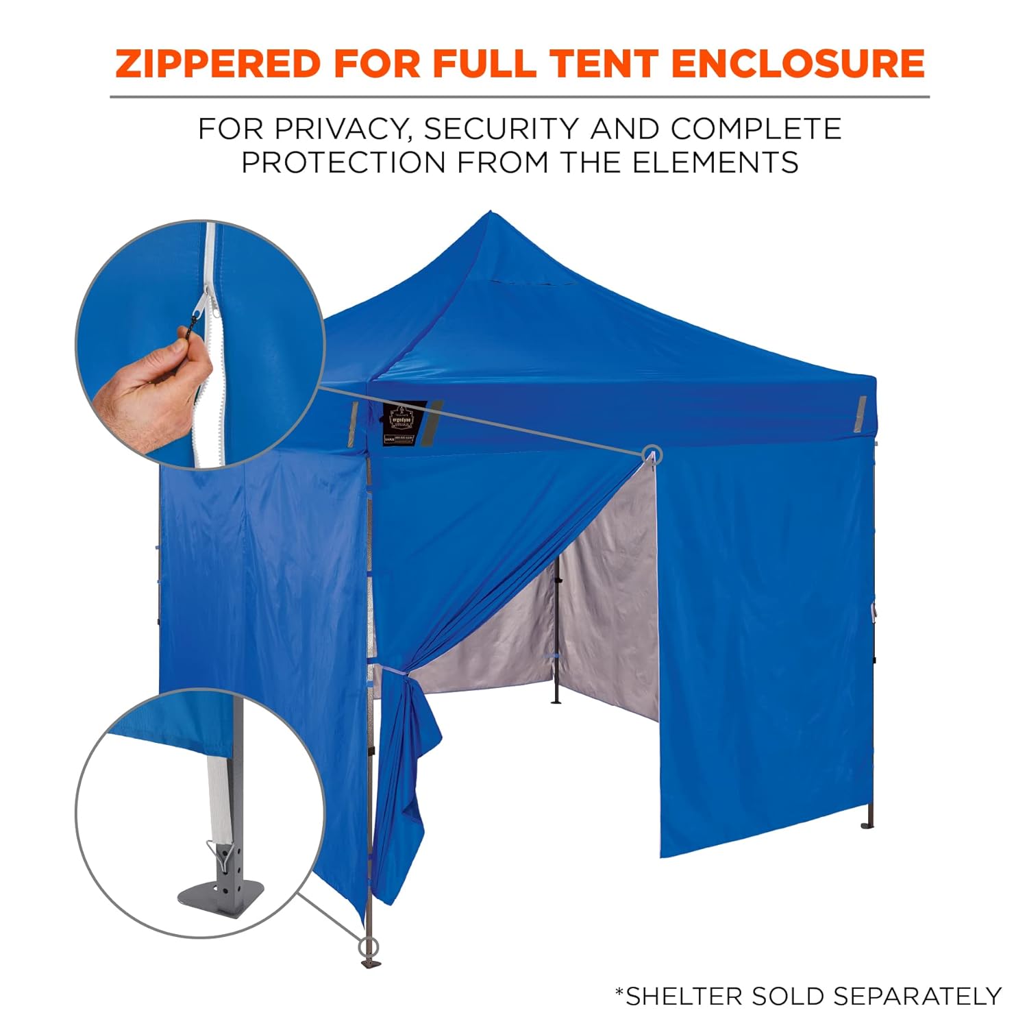 Ergodyne SHAX 6096 Pop-Up Tent Sidewall with Zipper, Fits 10ft x 10ft