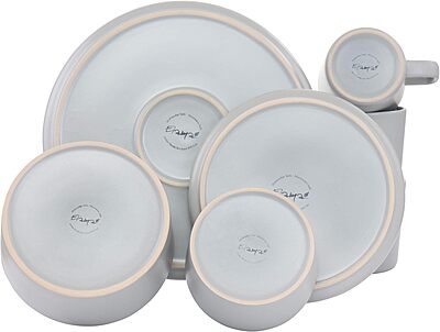 Elama Luxmatte 20-Piece Stoneware Dinnerware Set