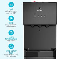 Avalon A3BLK Self Cleaning Bottom Loading Water Cooler Dispenser, 3 Temperature-UL/Energy Star Approved-Black Stainless Steel, 5 Gallons