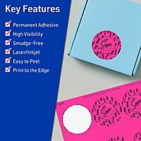 Avery Printable Round Labels, Sure Feed Technology, 2-1/2" Diameter, Neon Magenta