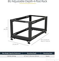 StarTech.com 4-Post Mobile Open Frame 19in Server Rack