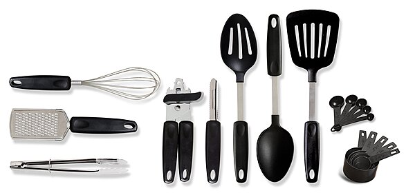Gibson Home Chefs Better Basics 18 Piece Gadgets & Tools Combo Set, Black