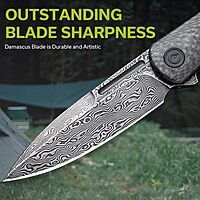 CIVIVI Caetus Pocket Knife for Men,Flipper Knife with 3.48" Damascus Blade Twill Carbon Fiber Handle