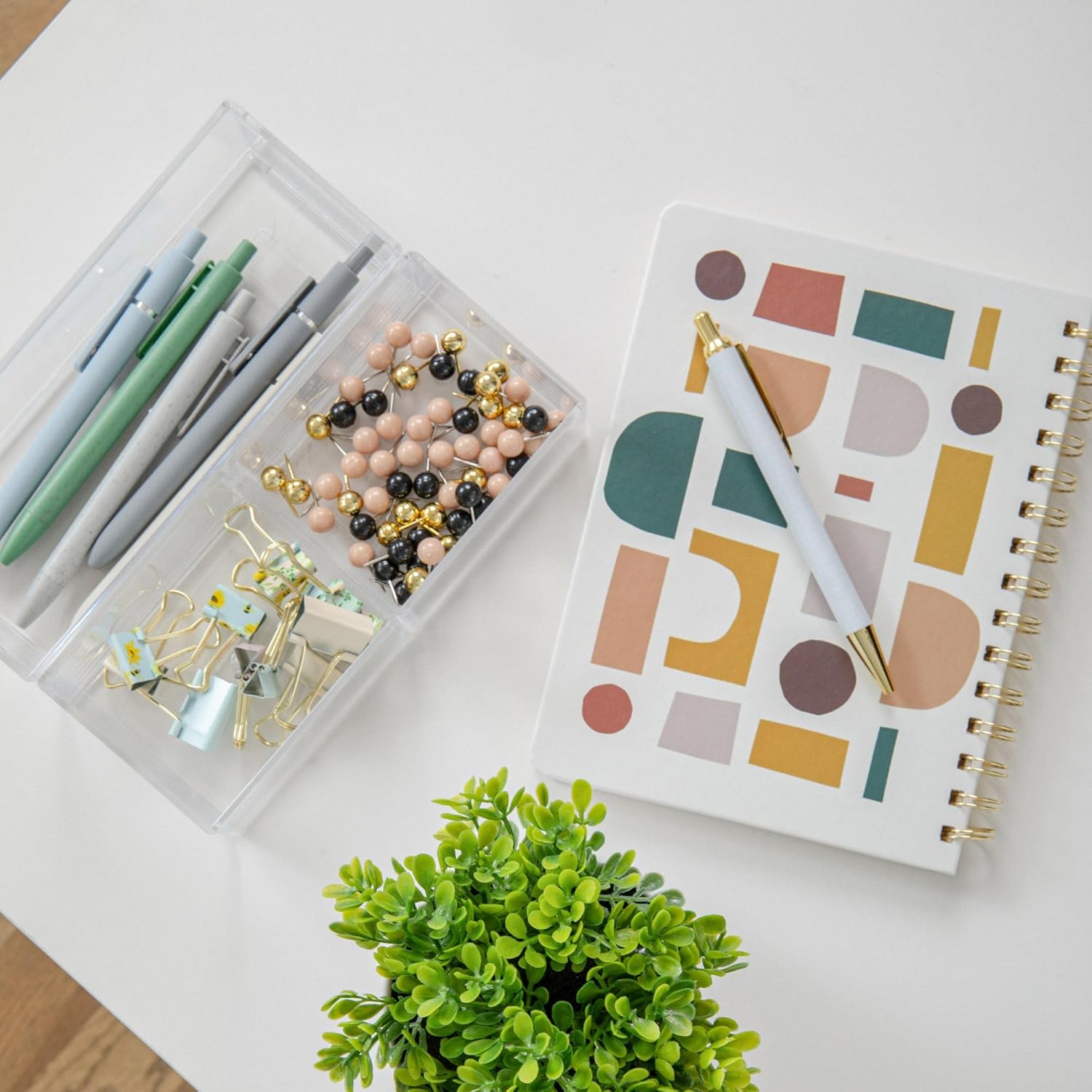 Martha Stewart Brody Stack & Slide Plastic Tray Desktop Organizer, Clear