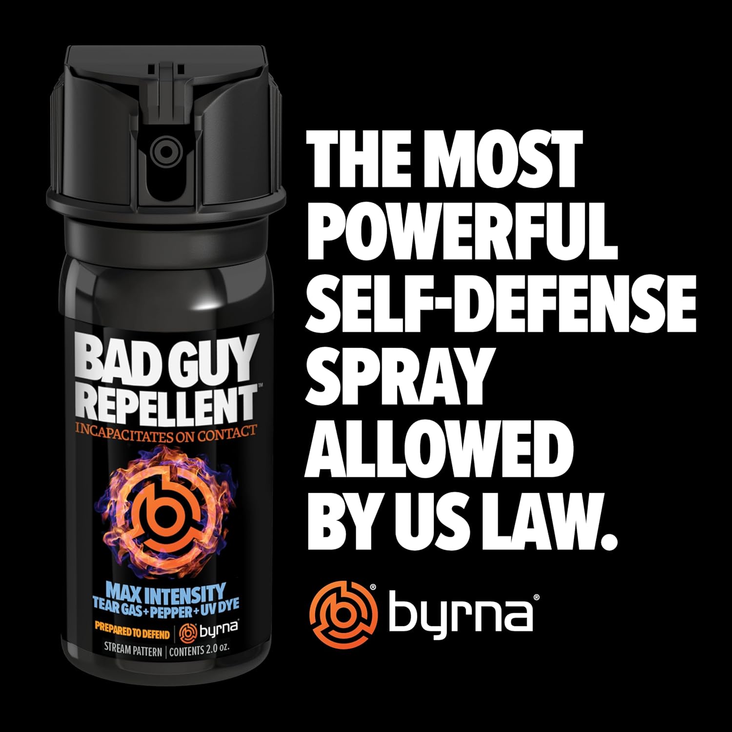 BYRNA BGR MAX Pepper Spray + Tear Gas | Attacker Tracker UV Dye | Military Strength Self-Defense Stream Spray