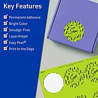 Avery Printable Round Labels, Sure Feed Technology, 3" Diameter, Bright Green, Print-to-The-Edge, Laser/Inkjet Printable