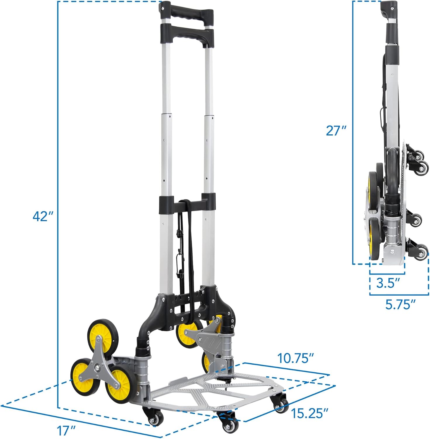 Mount-It! Stair Climber Dolly, 3 Wheel Stair Climbing Hand Truck with Folding and Telescoping Handle