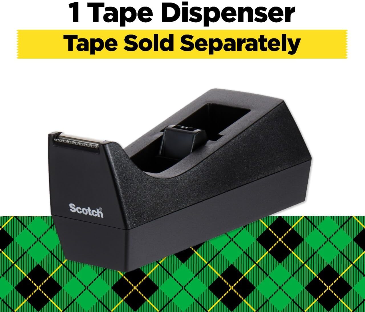 Scotch Classic Desktop Tape Dispenser, Black, 1-inch Core, Made from 100% Recycled Plastic, 1 Dispenser
