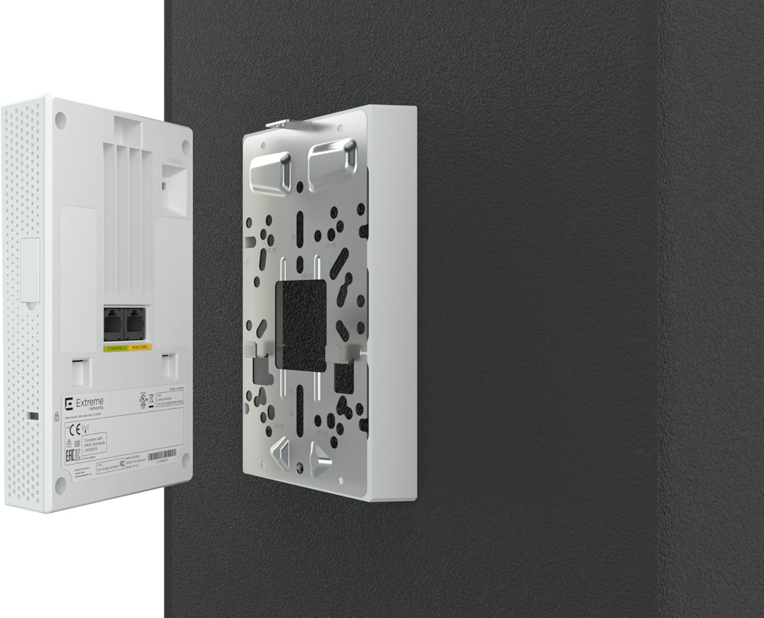 Extreme Networks AP302W-FCC Wall-Plate Access Point Wi-Fi 6 2x2:2, Integrated Switch Ports, WPA3
