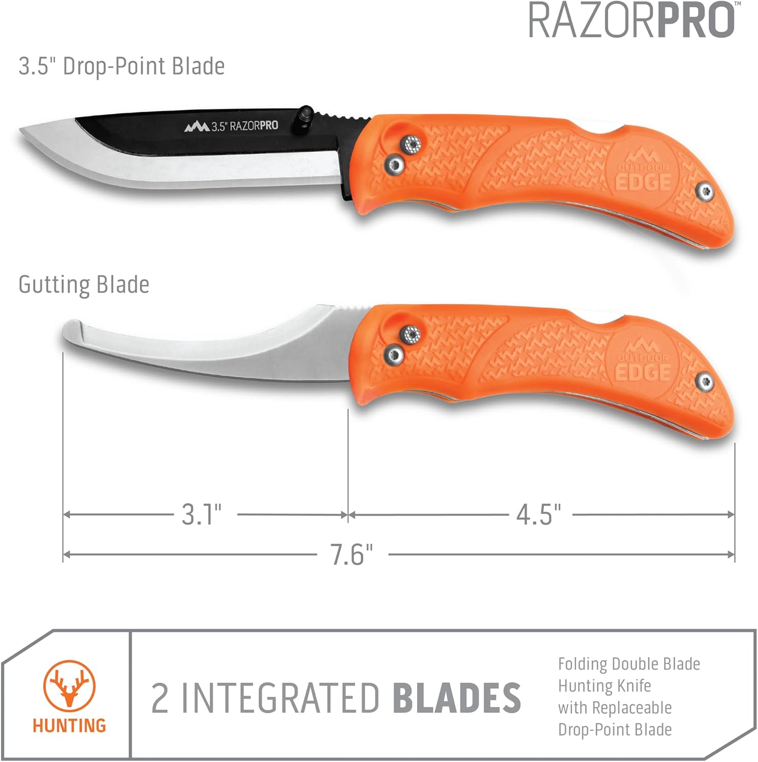 OUTDOOR EDGE RazorPro 3.5" Folding Knife with RazorSafe Replaceable Blade & Saw