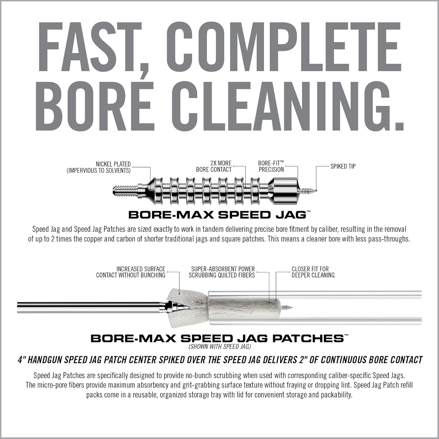 REAL AVID Bore-Max Speed Jag and 25 Patches Gun Cleaning Set
