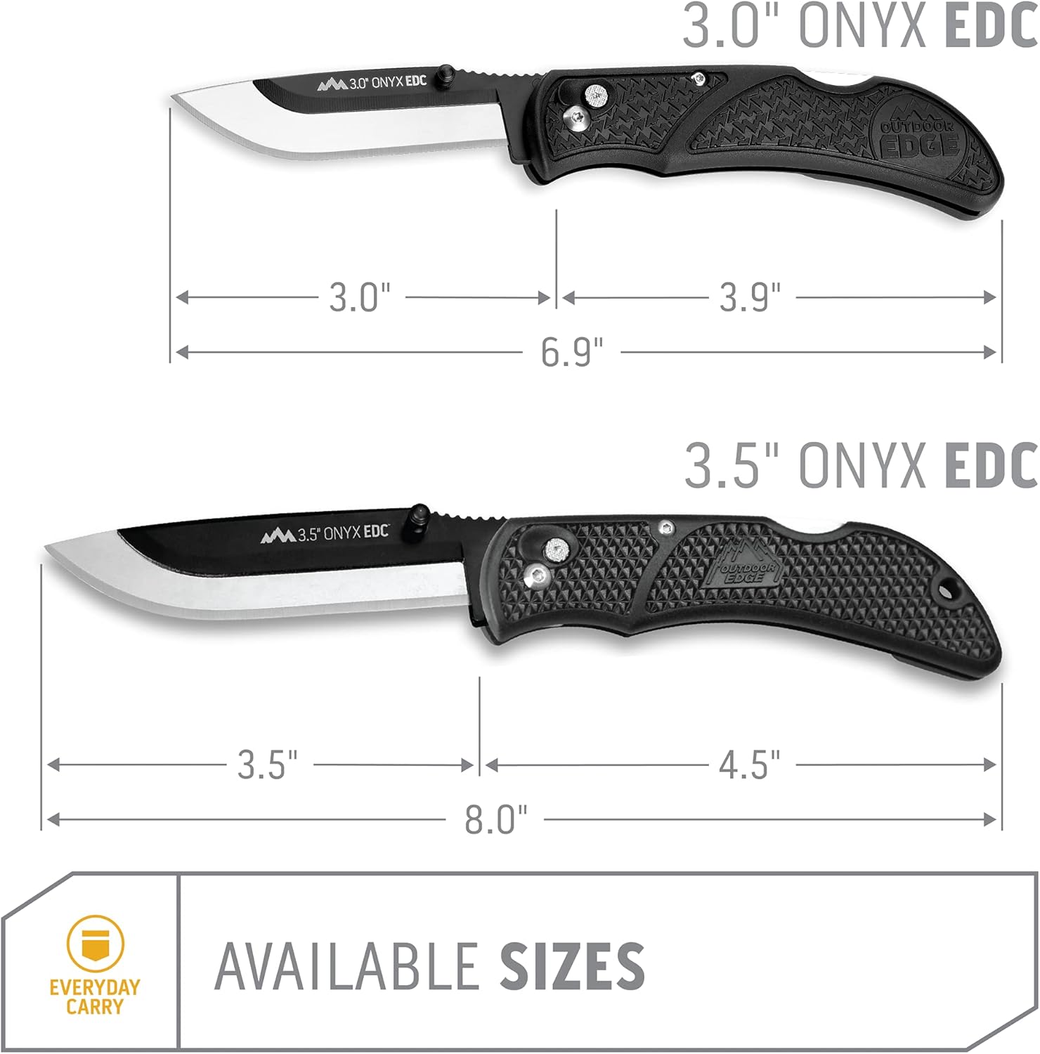 OUTDOOR EDGE Onyx EDC Folding Pocket Knife — Replaceable Blade System, Lockback and Pocket Clip