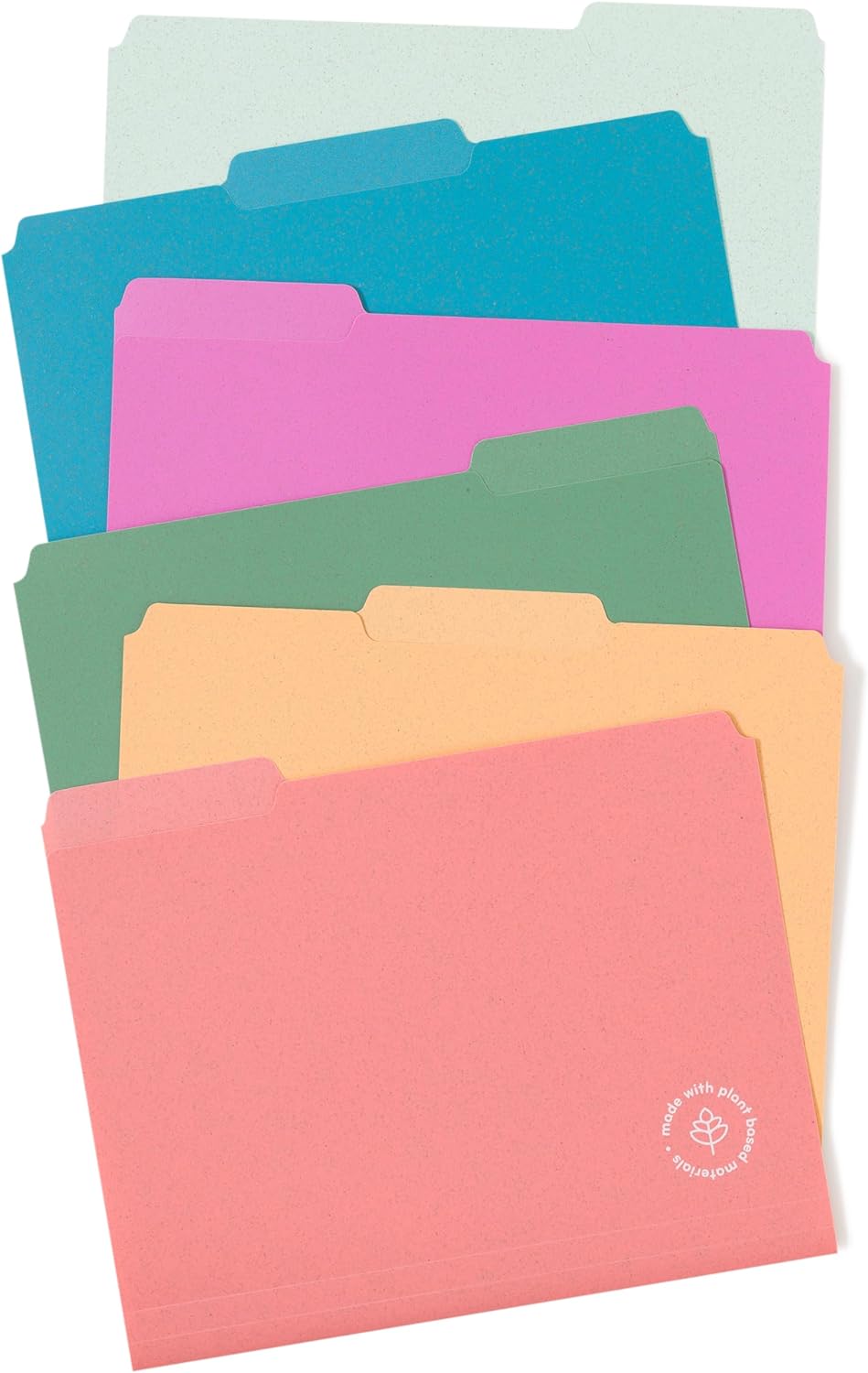 U Brands U-Eco Poly File Folders, Set of 24, Assorted Brights, 1/3-Cut Tabs, 100% Recycled Paper Labels (6597U01-12)