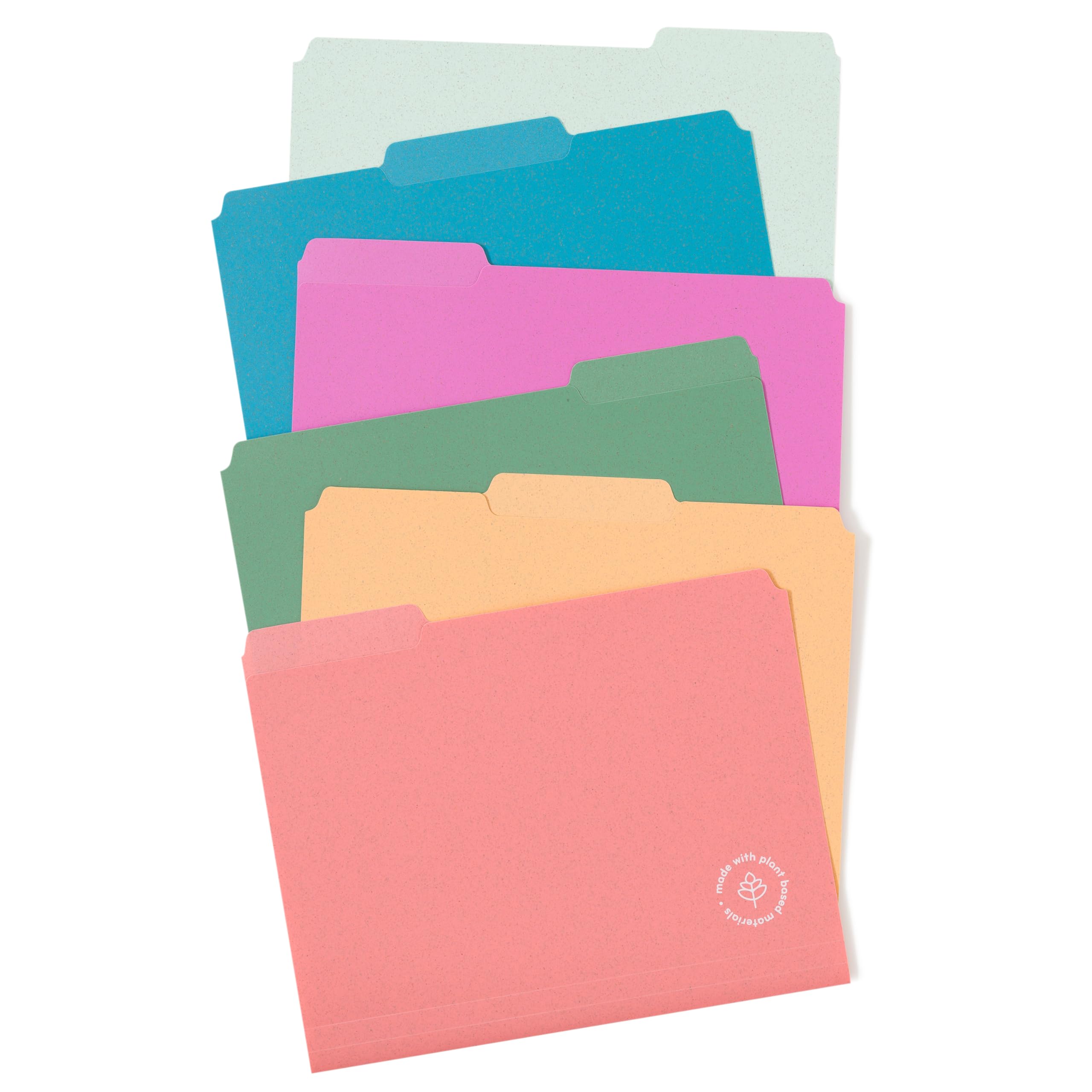 U Brands U-Eco Poly File Folders, Set of 24, Assorted Brights, 1/3-Cut Tabs, 100% Recycled Paper Labels (6597U01-12)