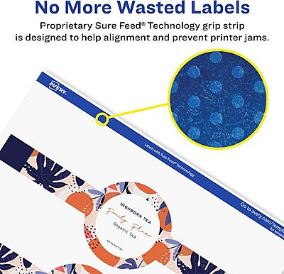 Avery Glossy White Wraparound Band Labels, Sure Feed Technology, 2-3/8" x 8"