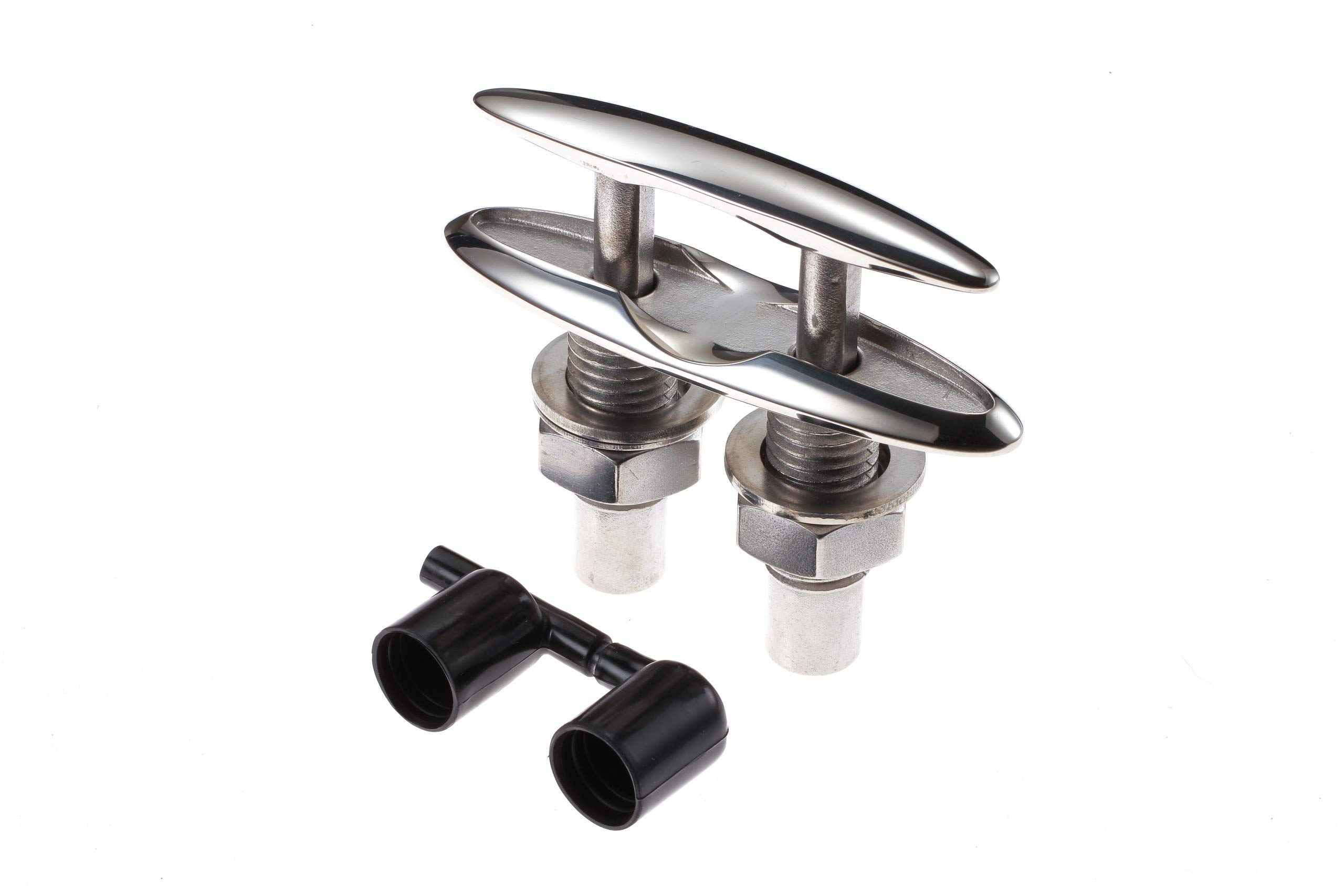 Attwood 66515-1 Retractable Low-Profile Stainless Steel Marine Boat 4 ½-Inch Neat Cleat 6-inch