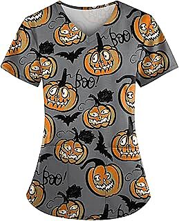 Scrub Tops Mujeres Halloween Estampado 2025 Scrub Tops Mujeres Halloween Estampado 2025