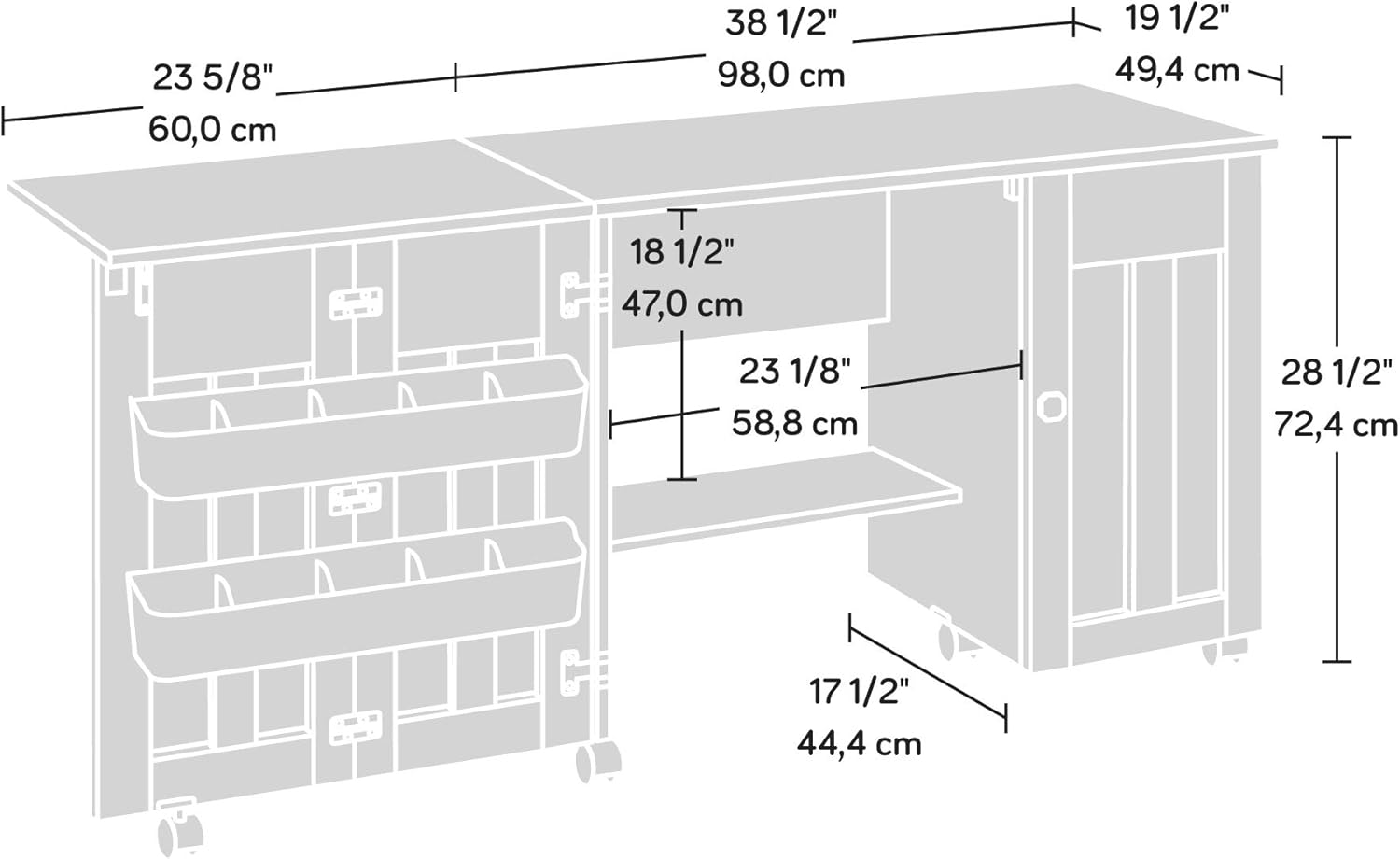 Sauder Select Sewing And Craft Table, 29inH x 40inW, Vintage Oak