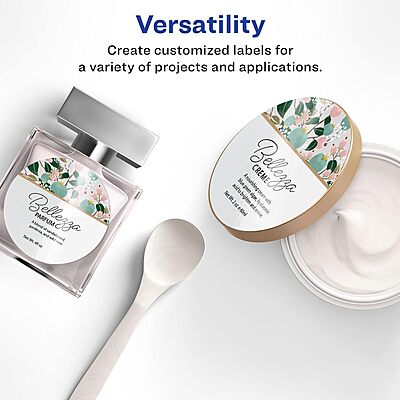 Avery Glossy White Round Labels, Sure Feed Technology, 1.75" Diameter, Print-to-The-Edge, Permanent Adhesive, Laser/Inkjet Printable