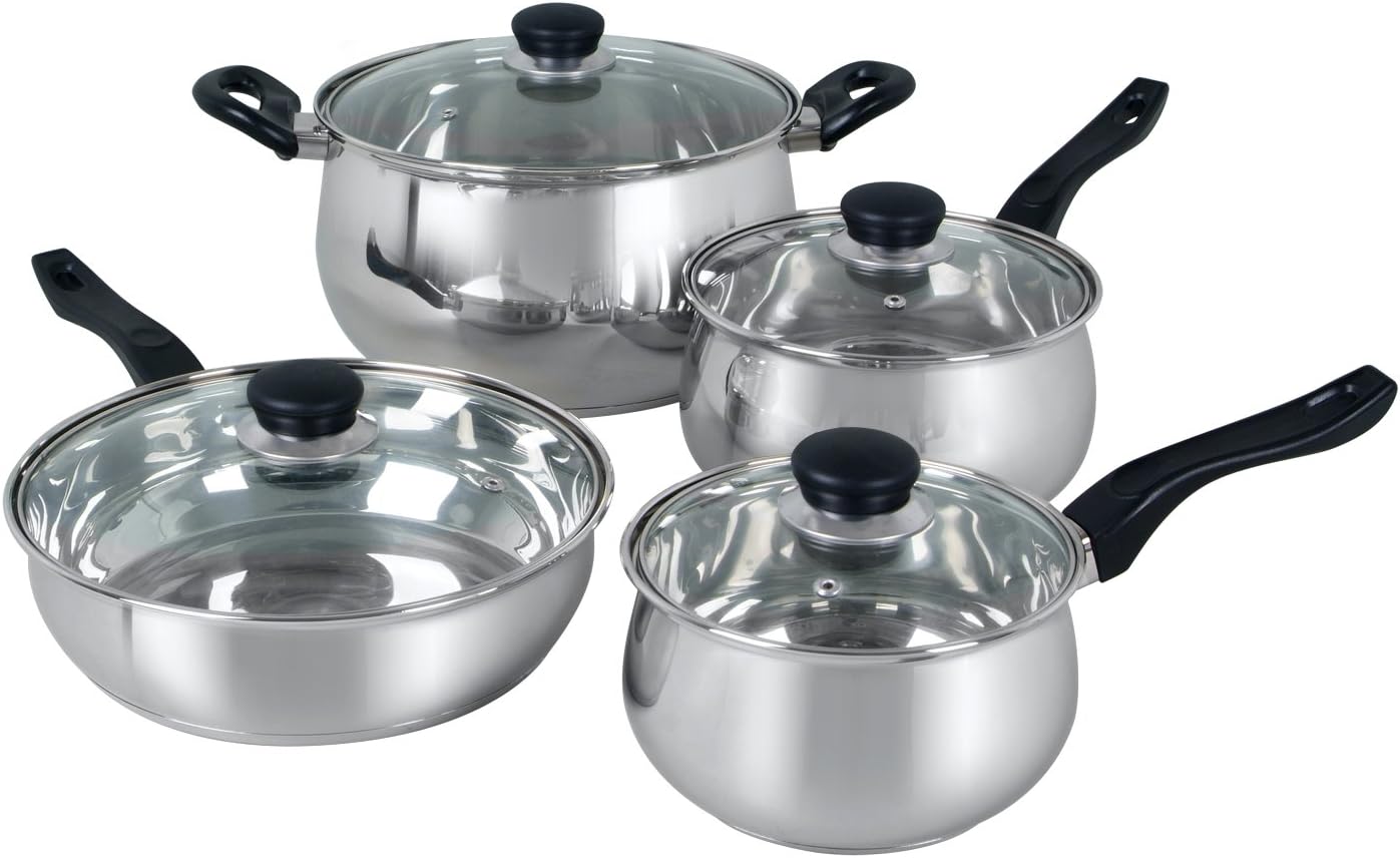 Oster Rametto 8-Piece Stainless-Steel Cookware Set, Silver
