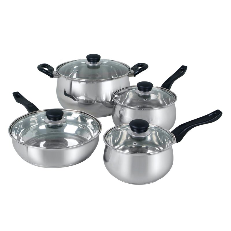 Oster Rametto 8-Piece Stainless-Steel Cookware Set, Silver