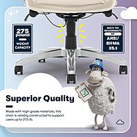 Serta Bryce Executive Office Chair, Ergonomic Computer DeskChairs with Patented AIR Lumbar Support, Bonded Leather, Cream White