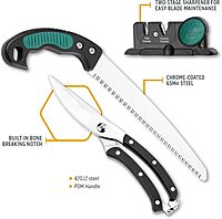 OUTDOOR EDGE Game-Pro 11-Piece Butcher Knife Set | Caping & Boning Knives, Deer Skinning Knife, Bone Saw, Game Shears, Sharpener & Rib Spreader in Hard-Side Case | Elite Elk & Deer Hunting Gear