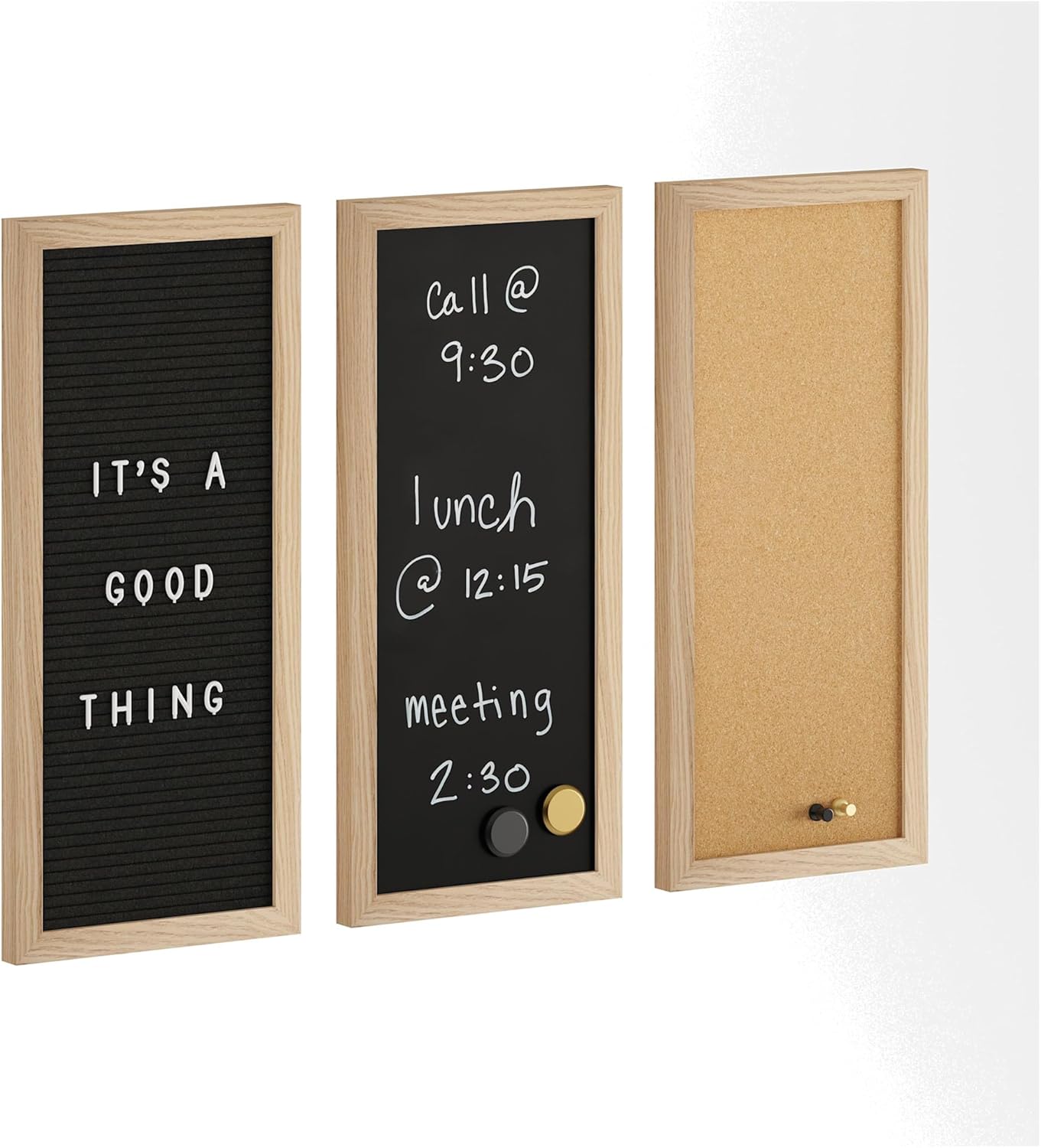 Martha Stewart Everette 3-Panel Cork, Chalk And Letter Board Set