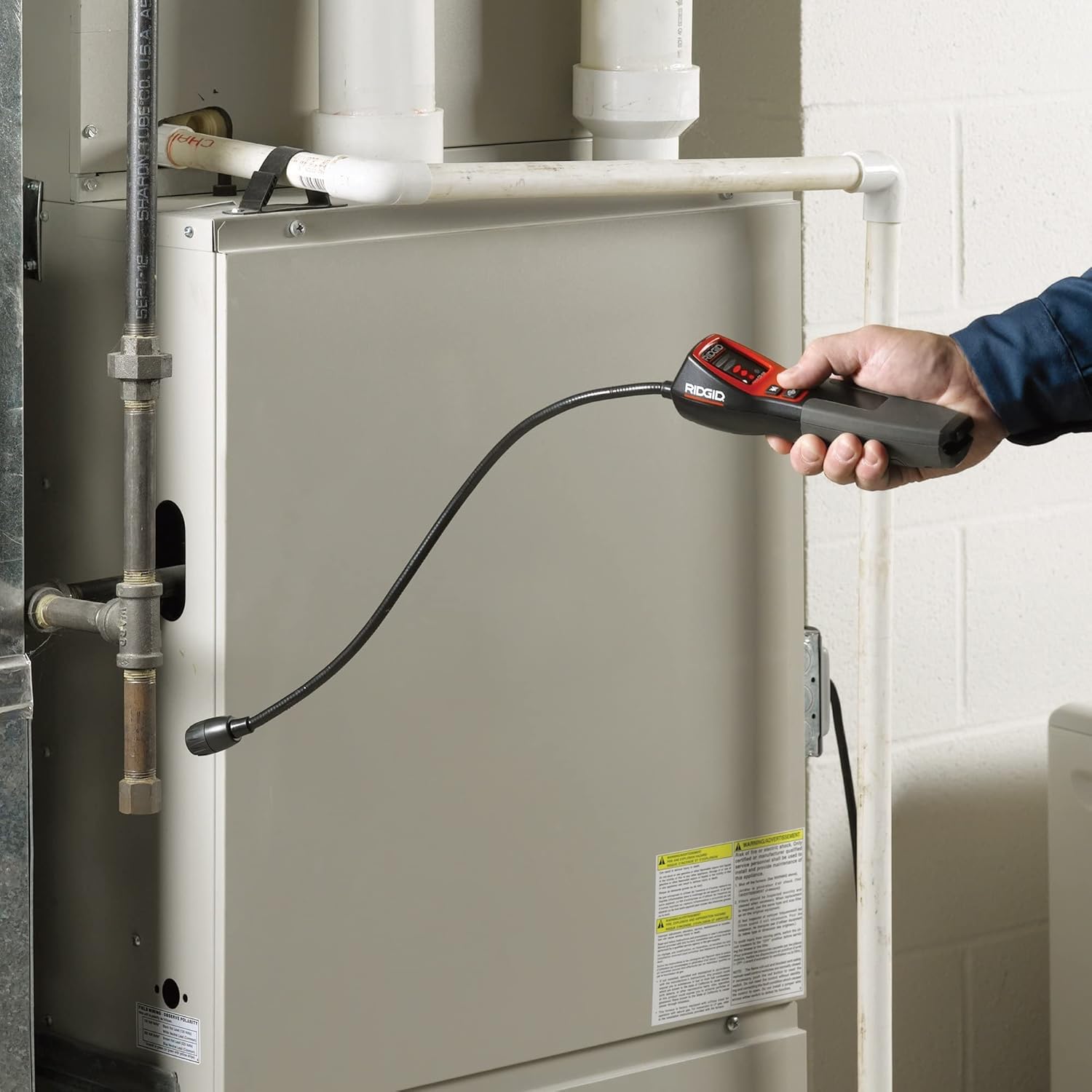 RIDGID 36163 CD-100 Micro Combustible Gas Handheld Diagnostic Detector with 16" Flexible Probe and Visual, Audible