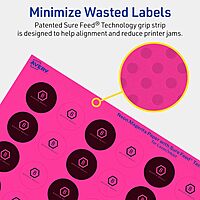Avery Printable Round Labels, Sure Feed Technology, 1" Diameter, Neon Magenta