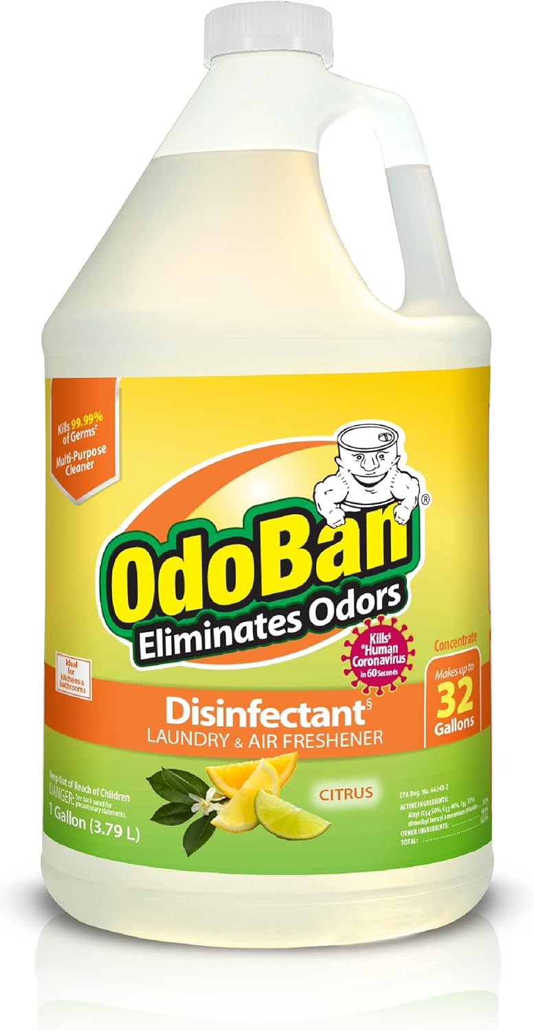 OdoBan Disinfectant Concentrate and Odor Eliminator, 1 Gallon, Citrus Scent 1 Count (Pack of 1)