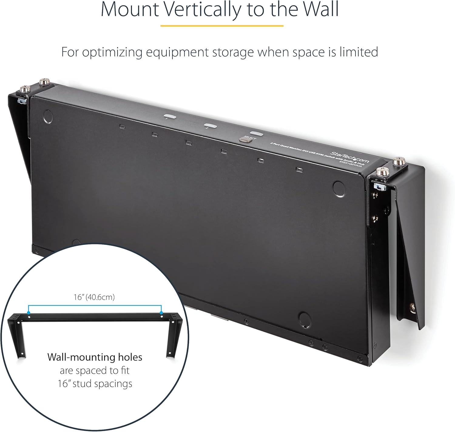 StarTech.com 1U Wall Mount Patch Panel Bracket – 19 in – Steel - Vertical Mounting Bracket for Networking and Data Equipment