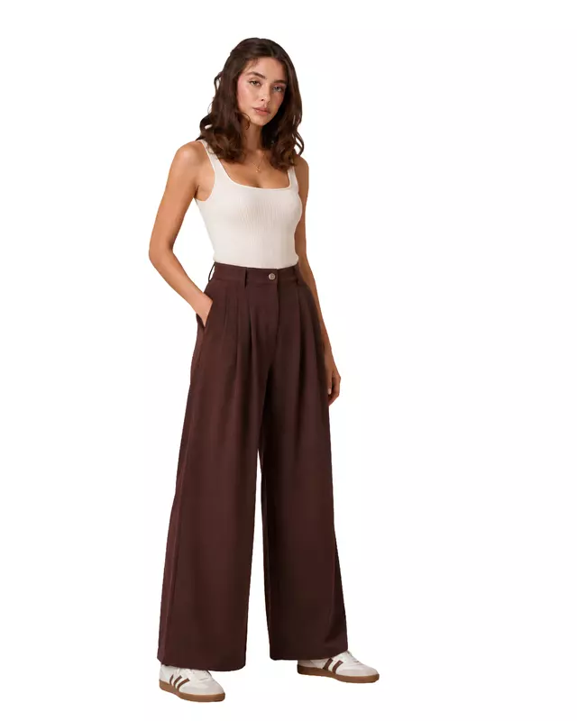 High-Waisted Wide-Leg Tailored Pants