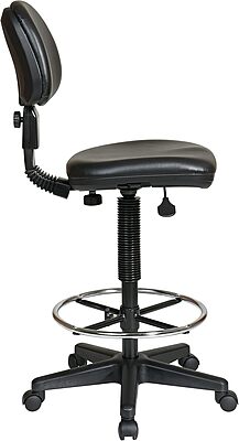 Office Star DC Series Adjustable Drafting Chair with Foot Ring and Sculptured Foam Seat, Black Vinyl