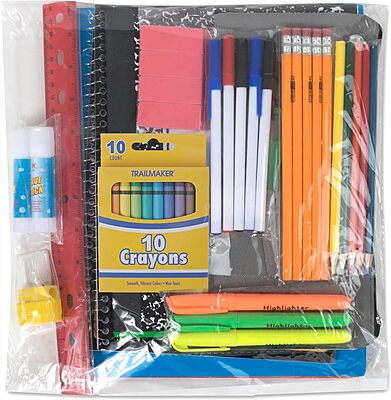 Trail maker 45 Piece School Supply Kit Grades K-12 - School Essentials Includes Folders Notebooks Pencils Pens and Much More!
