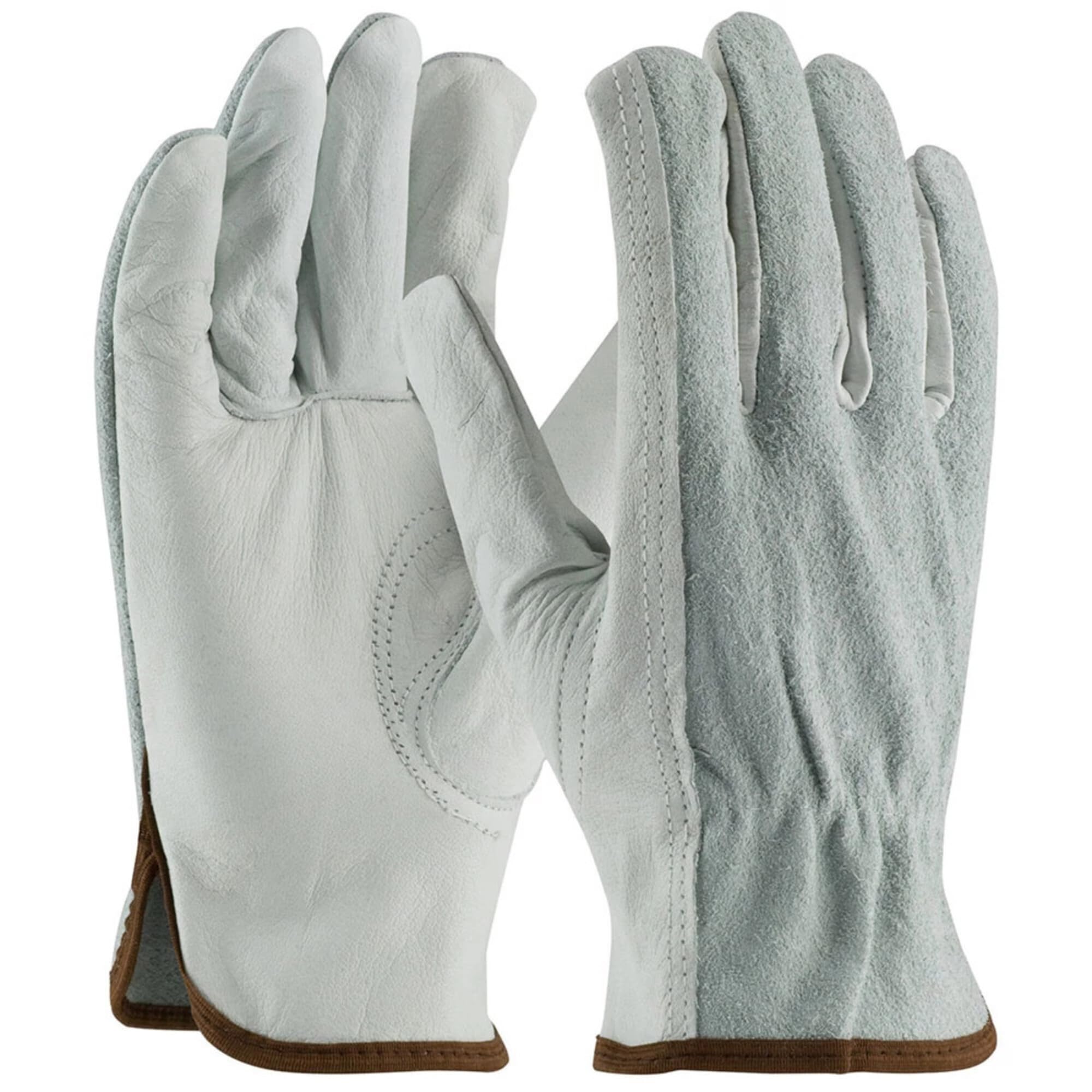 West Chester 993K/S Grain Cowhide Palm/Gray Split Cowhide Back, Sewn W/Kevlar, Keystone Thumb - Select Grade Dozen