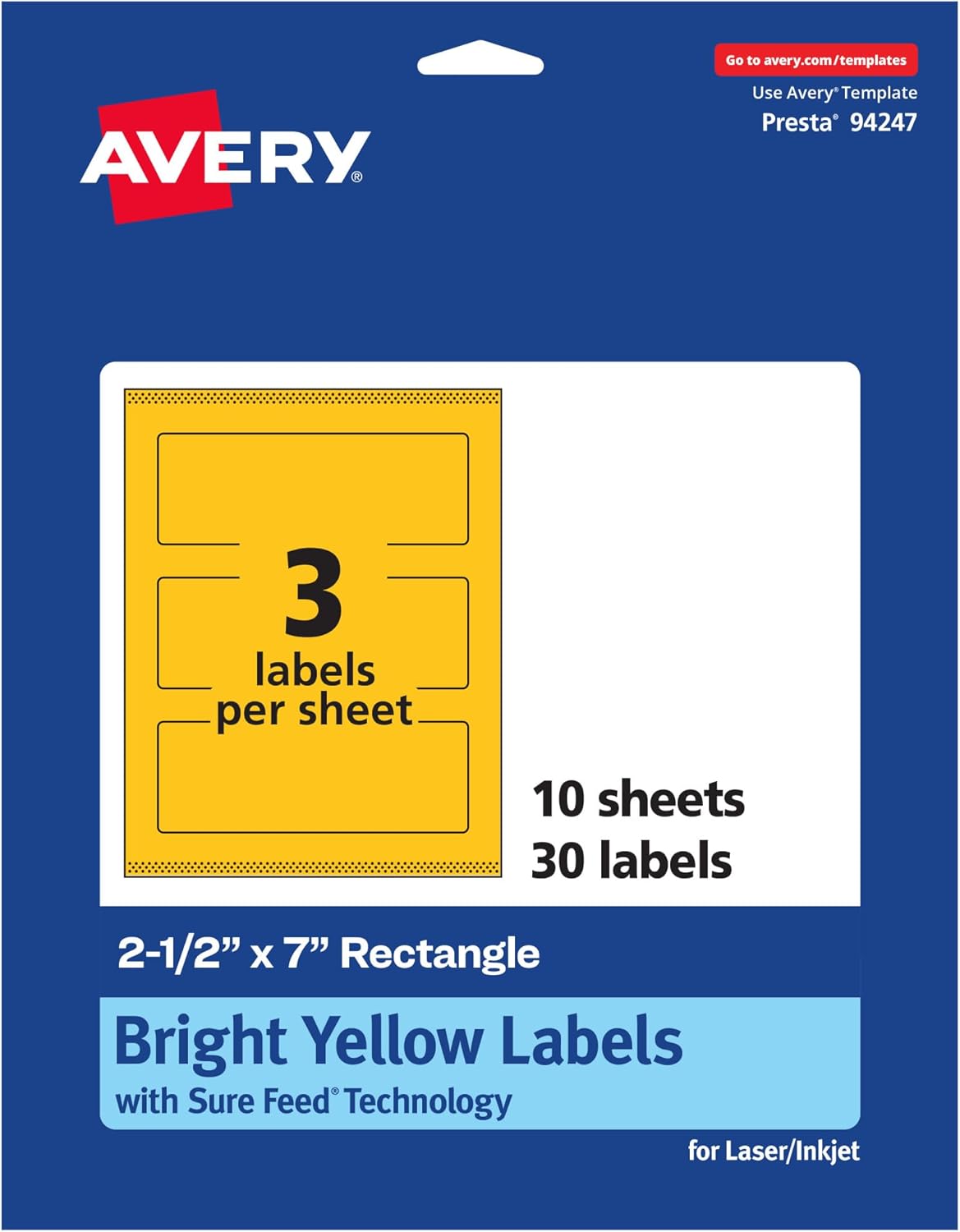 Avery Printable Rectangle Labels, Sure Feed Technology, Print-to-The-Edge, Laser/Inkjet Printable