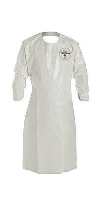 DuPont - SL278BWH00001200 Tychem 4000 Disposable Sleeved Chemical Resistant Apron with Elastic Cuff and Bound Seams, White