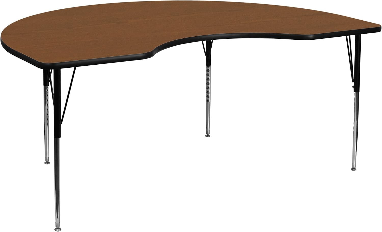 Flash Furniture 48''W x 96''L Kidney Oak HP Laminate Activity Table - Standard Height Adjustable Legs