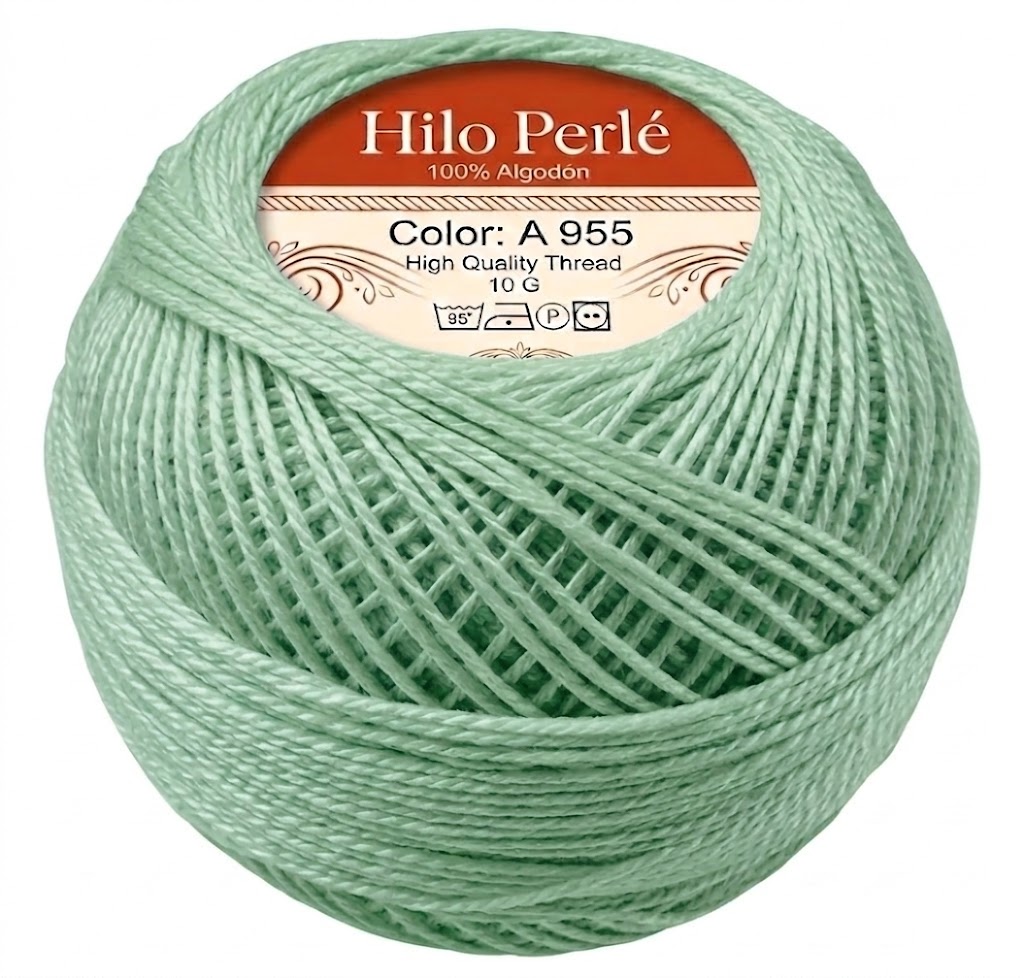 Hilo perlé para bordar #8 100% algodón Color Verde Nilo - 955 - 10 gramos por ovillo (Caja por 10 Ovillos) Hilo perlé para bordar #8 100% algodón Color Verde Nilo - 955 - 10 gramos por ovillo (Caja por 10 Ovillos)