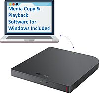 BUFFALO MediaStation 6X Portable Type-C USB 3.2 (Gen 1) Blu-ray Drive/External, Plays and Burns Blu-Rays, DVDs