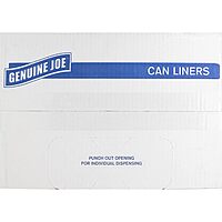 Genuine Joe GJO01535 Heavy Duty Low-Density Puncture Resistant Can Liner, 60 gallon Capacity, 56" Length x 39" Width x 1.50 mil Thickness, Black (Box of 50)