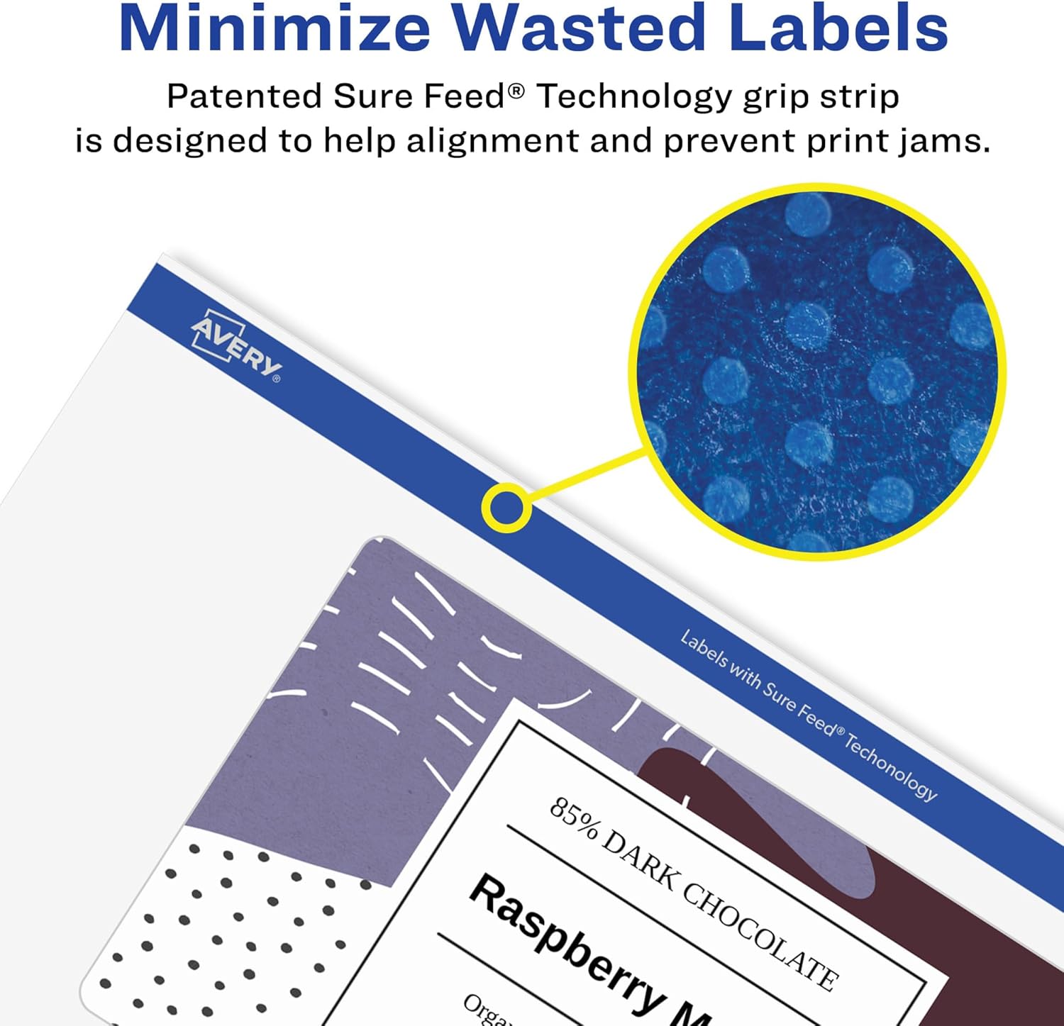 Avery Matte White Removable Rectangle Labels, Sure Feed Technology, Print-to-The-Edge, 2.5" x 5", Laser/Inkjet Printable