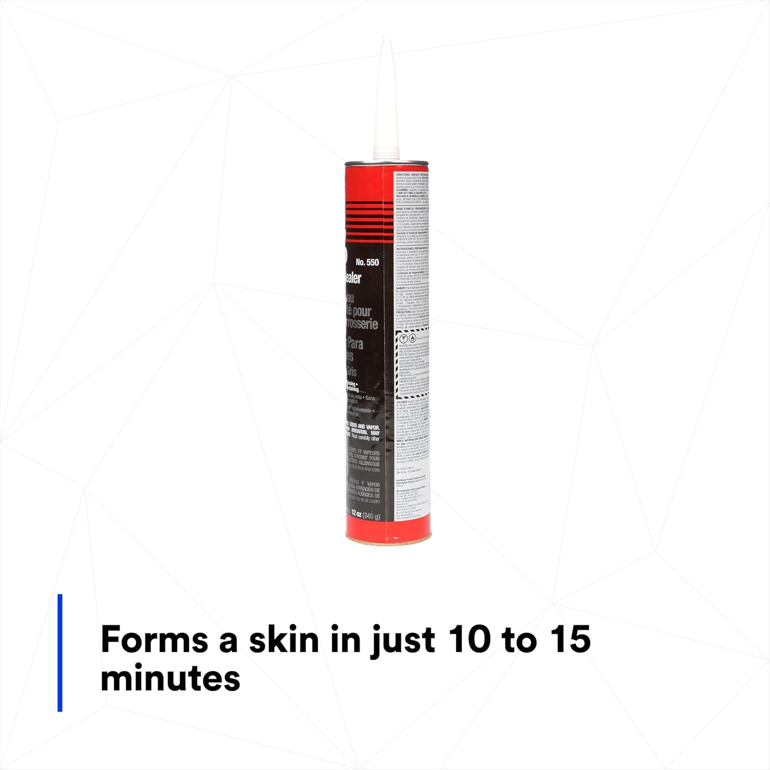 3M Dynatron Auto Seam Sealer Caulk, 550, Grey Color, Permanently Elastic, Fast-Skinning, Non-Staining, Non-Sagging