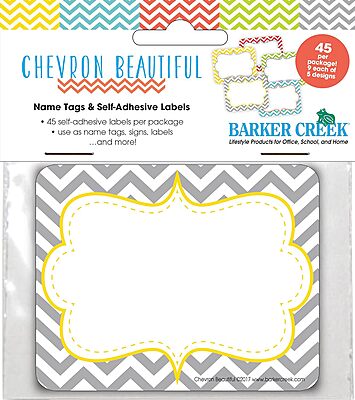 Barker Creek Name Badges & Self-Adhesive Labels, Beautiful Chevron, Multi-Purpose Name Tags, Gift Tags