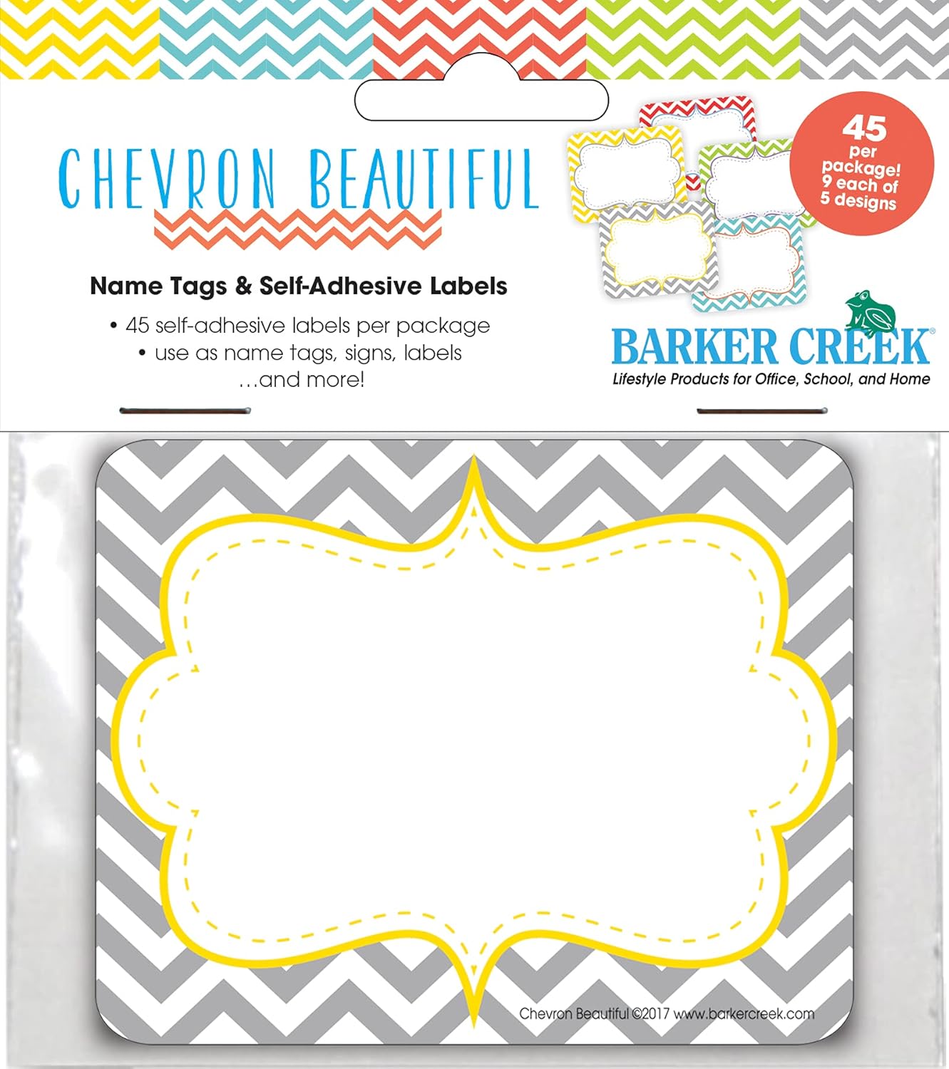 Barker Creek Name Badges & Self-Adhesive Labels, Beautiful Chevron, Multi-Purpose Name Tags, Gift Tags
