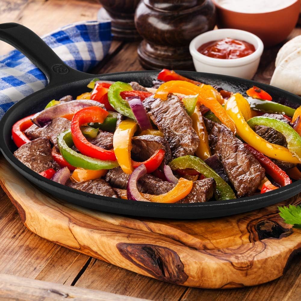 COMMERCIAL CHEF Preseasoned Cast Iron Round Griddle Pan