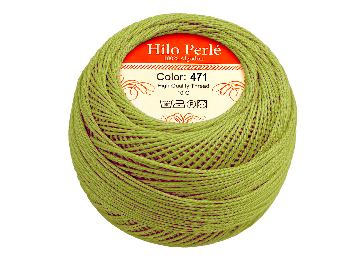Hilo perlé para bordar #8 100% algodón Color Verde Oliva Claro - 471 - 10 gramos por ovillo (Caja por 10 Ovillos)