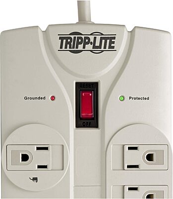 Tripp Lite 8 Outlet Surge Protector Power Strip, Extra Long Cord 25ft, Right-Angle Plug, Lifetime Limited Warranty & Dollar 75K Insurance (TLP825) , White 8 Outlets
